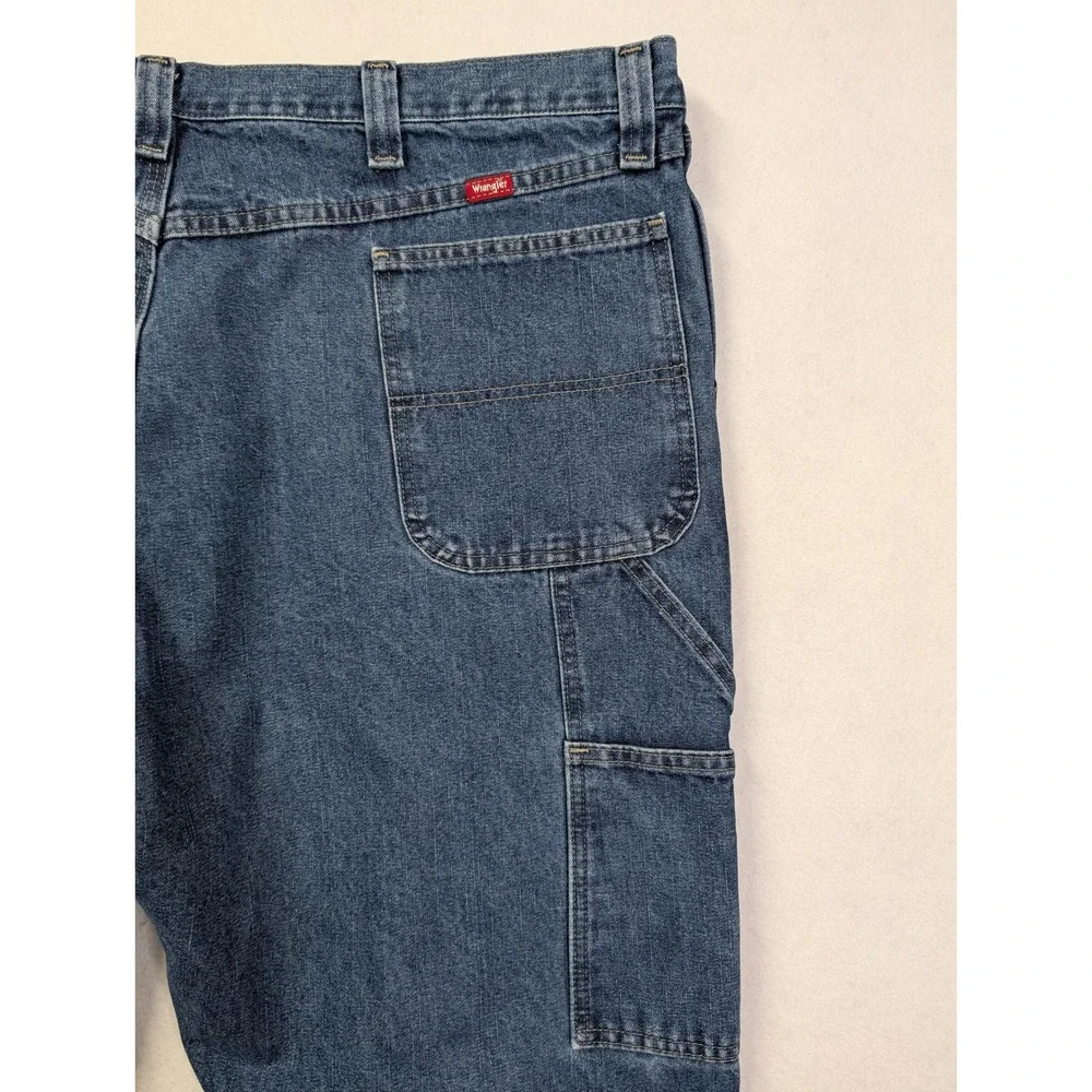 Wrangler Mens Carpenter Jeans 44 x 32 Relaxed Fit Utility Denim Blue 1094LSWDV